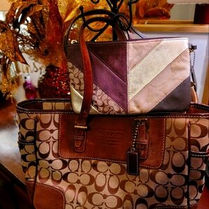 Coach Brown Suede Women's Bag Set